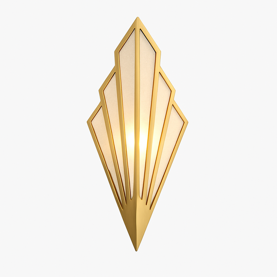 Kinkiet Art Deco z Geometrycznym Wzorem w Kształcie Wachlarza