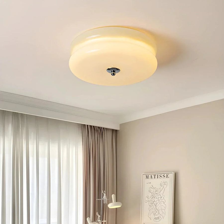 Lampa Sufitowa Art Deco z Okrągłym Kloszem w Stylu Vintage