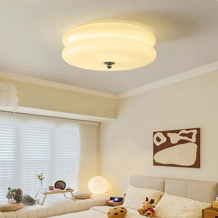 Lampa Sufitowa Art Deco z Okrągłym Kloszem w Stylu Vintage