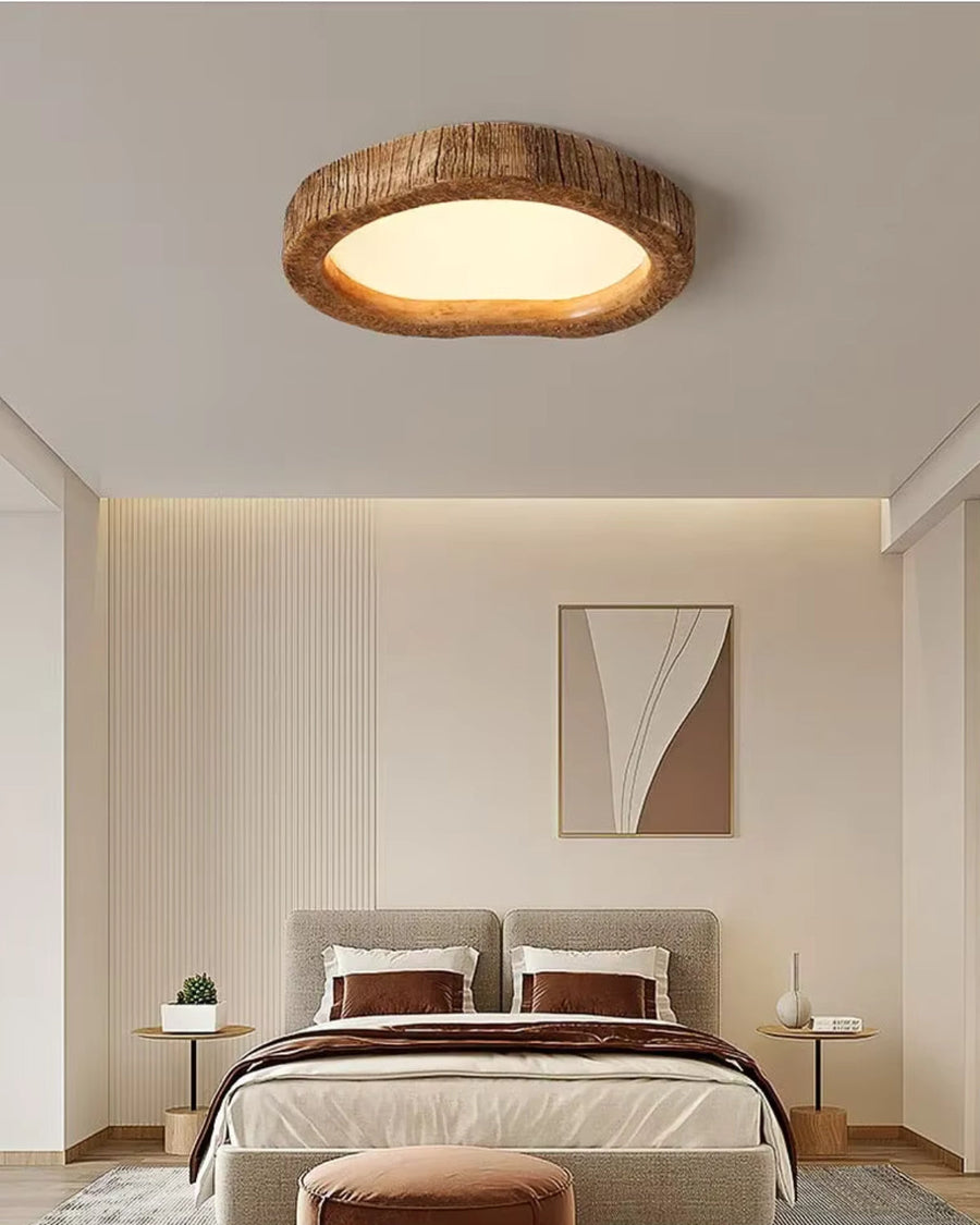 Lampa Sufitowa Boho z Organiczną Ramą w Stylu Drewna