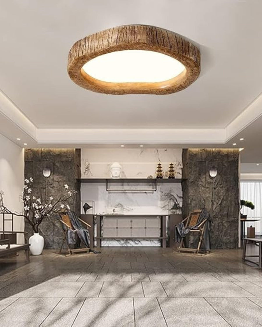 Lampa Sufitowa Boho z Organiczną Ramą w Stylu Drewna