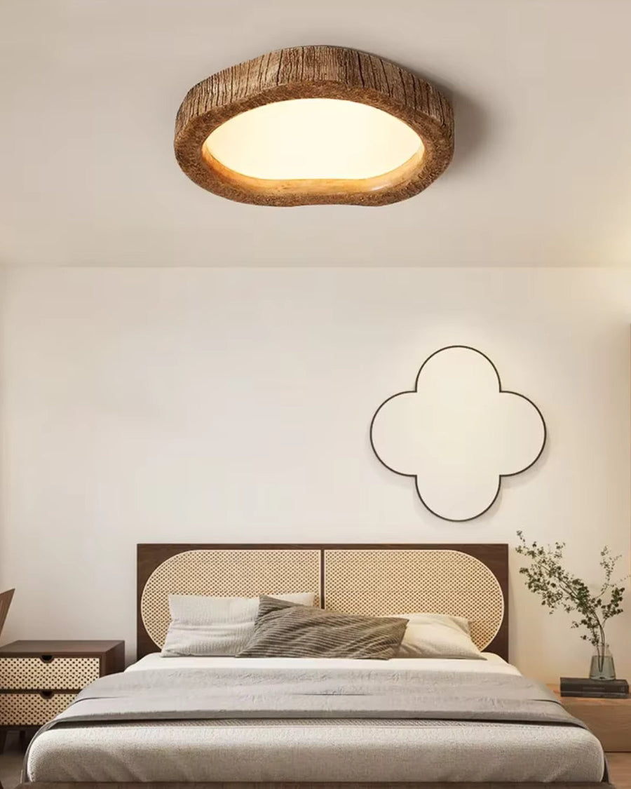 Lampa Sufitowa Boho z Organiczną Ramą w Stylu Drewna