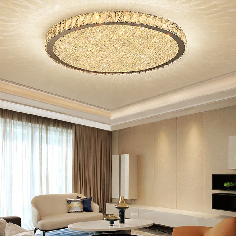 Lampa Sufitowa Glamour z Kryształami i Okrągłą Konstrukcją