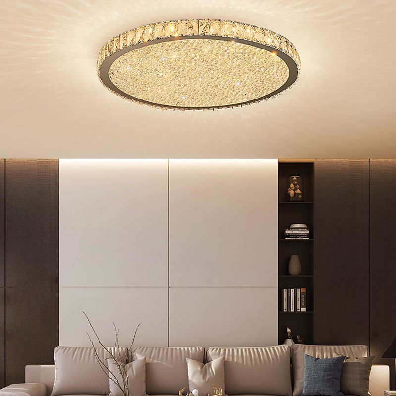 Lampa Sufitowa Glamour z Kryształami i Okrągłą Konstrukcją