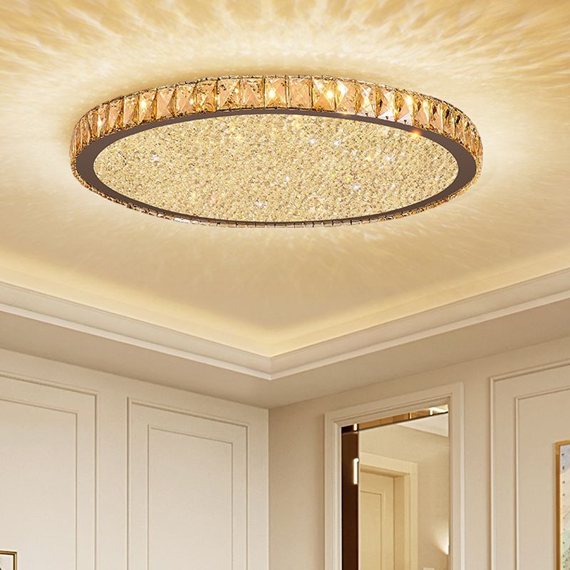 Lampa Sufitowa Glamour z Kryształami i Okrągłą Konstrukcją