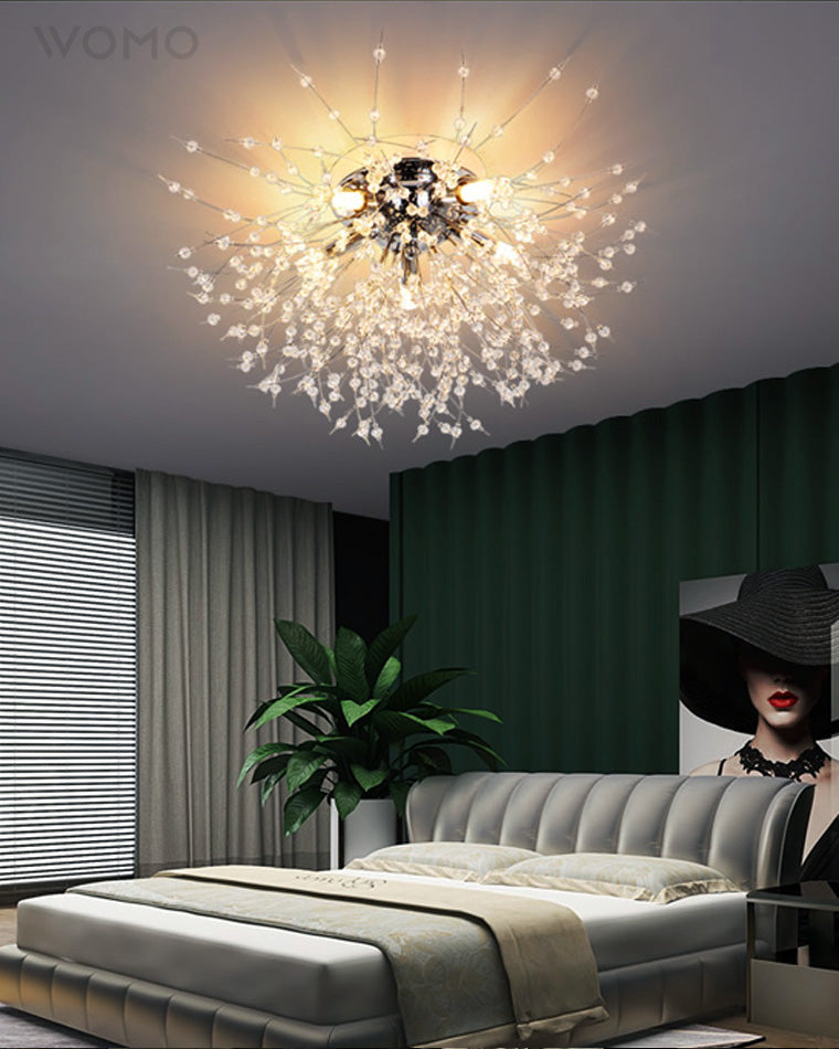 Lampa Sufitowa Glamour z Kryształami w Kształcie Dmuchawca