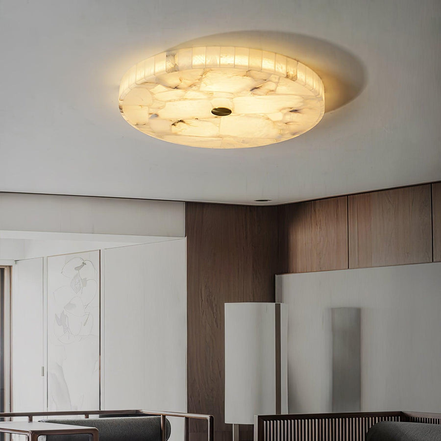 Lampa Sufitowa Minimalistyczna z Alabastrem i Okrągłą Kloszem