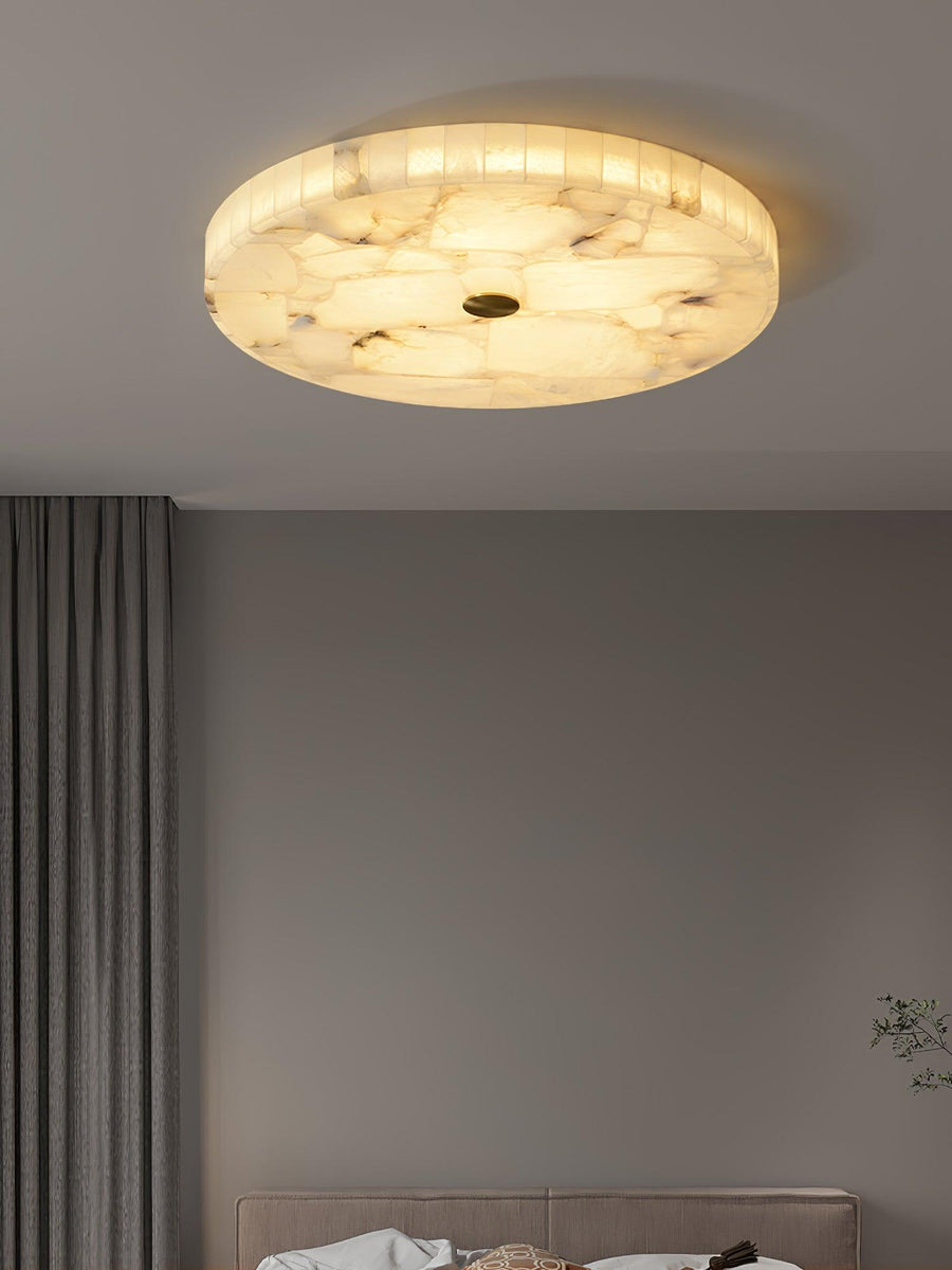 Lampa Sufitowa Minimalistyczna z Alabastrem i Okrągłą Kloszem