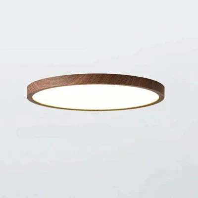 Lampa Sufitowa Skandynawska Okrągła Ultracienka z Drewnianą Ramą