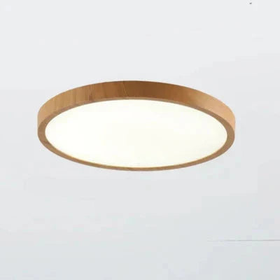 Lampa Sufitowa Skandynawska Okrągła Ultracienka z Drewnianą Ramą