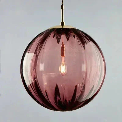 Lampa Wisząca Art Deco ze Szklanym Kloszem w Kształcie Kuli