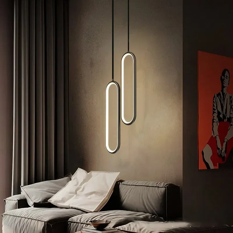 Lampa Wisząca Minimalistyczna z Wbudowanym LED i Owalnym Kloszem