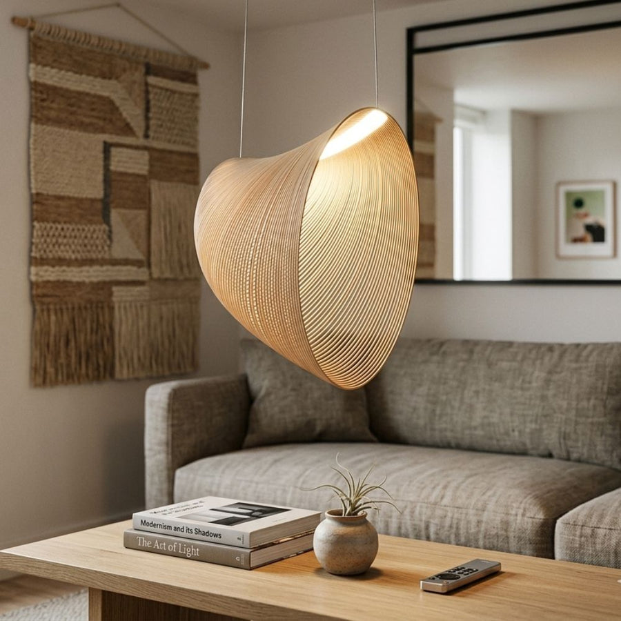 Lampa Wisząca Organiczna z Drewna Brzozowego w Stylu Skandynawskim