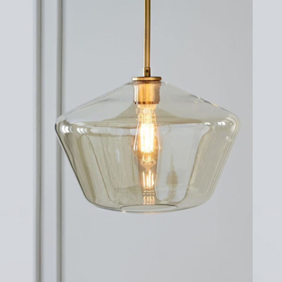 Lampa Wisząca Retro ze Szklanym Kloszem w Kształcie Diamentu