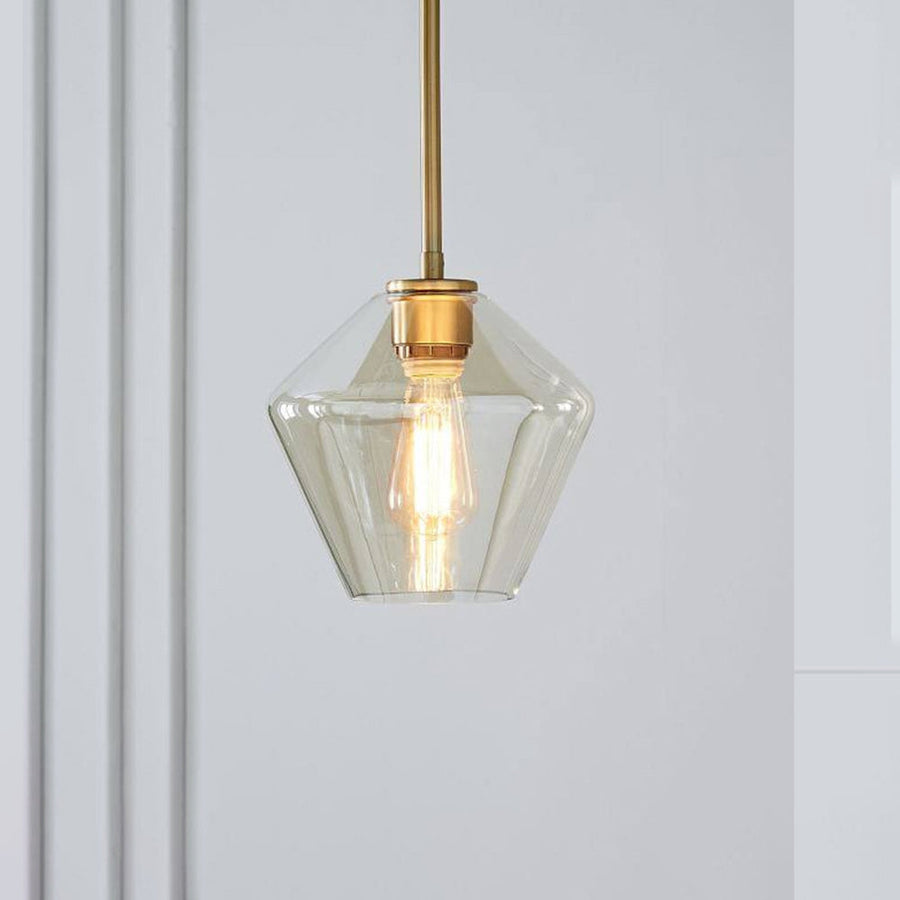 Lampa Wisząca Retro ze Szklanym Kloszem w Kształcie Diamentu