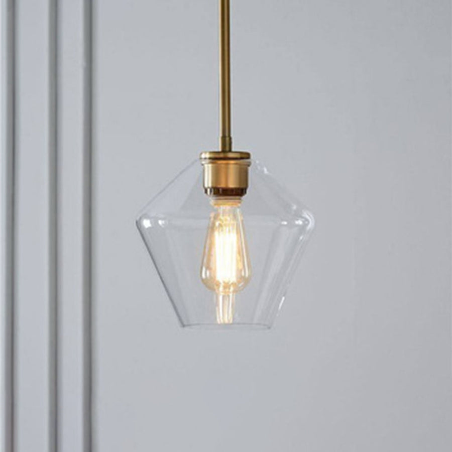 Lampa Wisząca Retro ze Szklanym Kloszem w Kształcie Diamentu