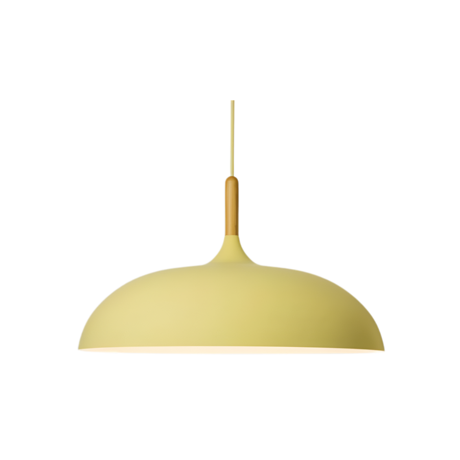 Lampa Wisząca Skandynawska z Okrągłym Kloszem i Drewnianym Akcentem