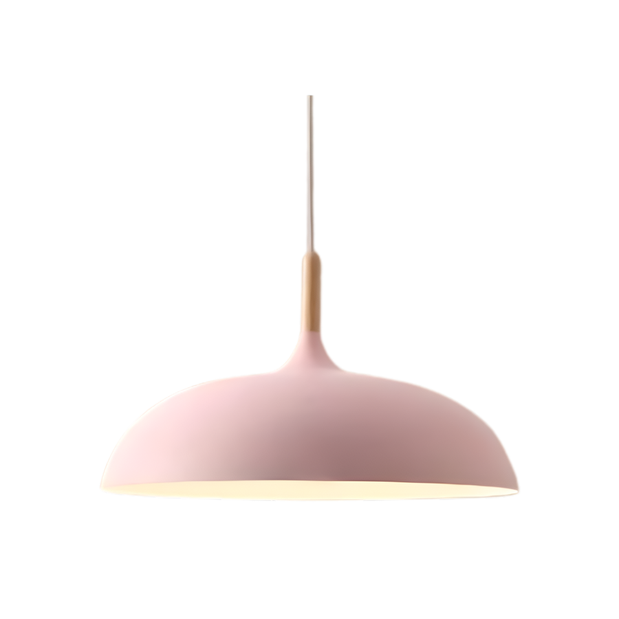 Lampa Wisząca Skandynawska z Okrągłym Kloszem i Drewnianym Akcentem