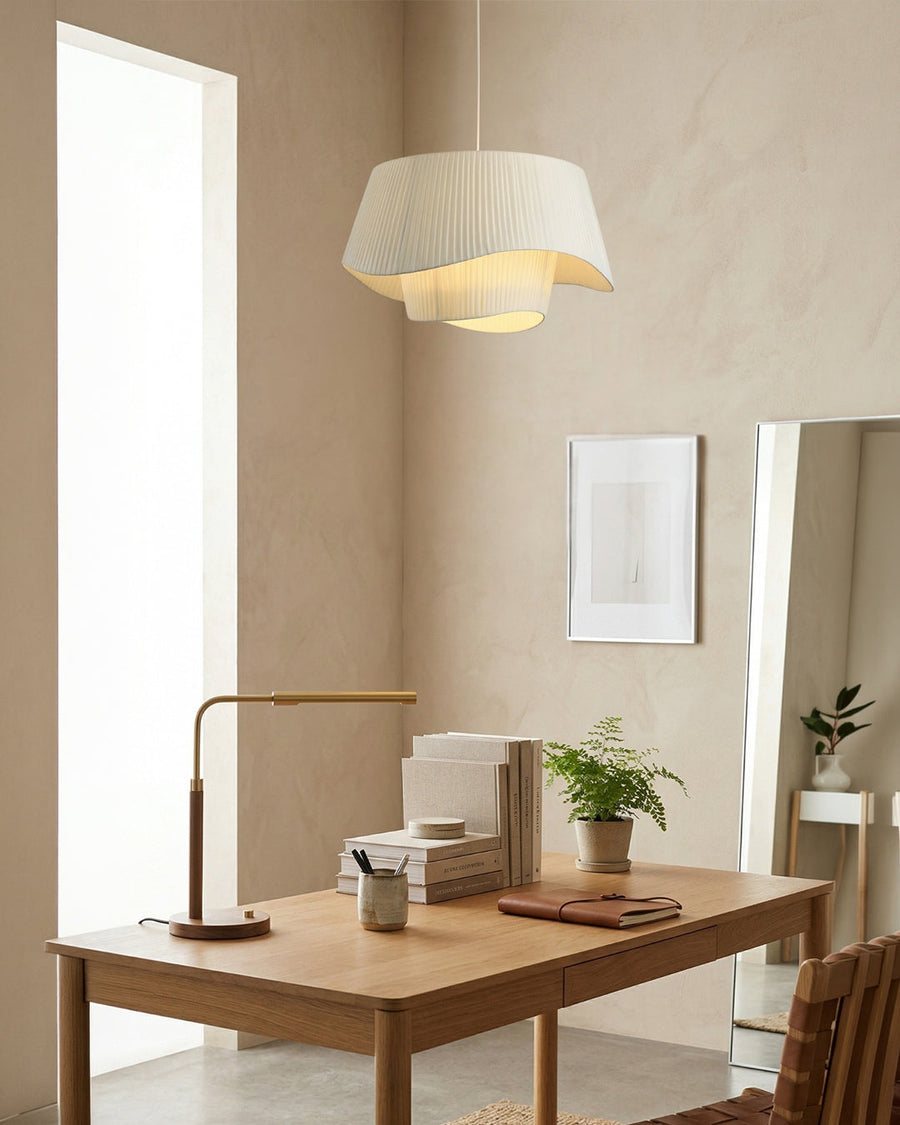 Lampa Wisząca Skandynawska z Plisowanym Kloszem i Organiczną Formą