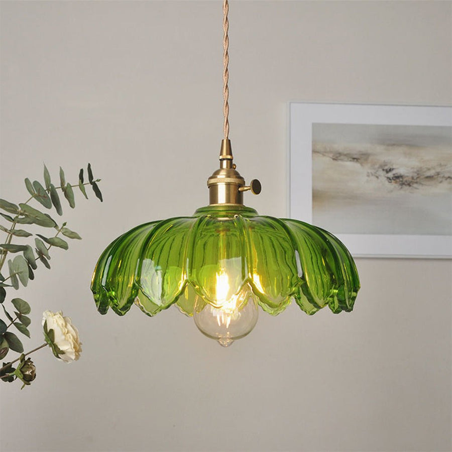 Lampa Wisząca Vintage z Kloszem w Kształcie Kwiatu