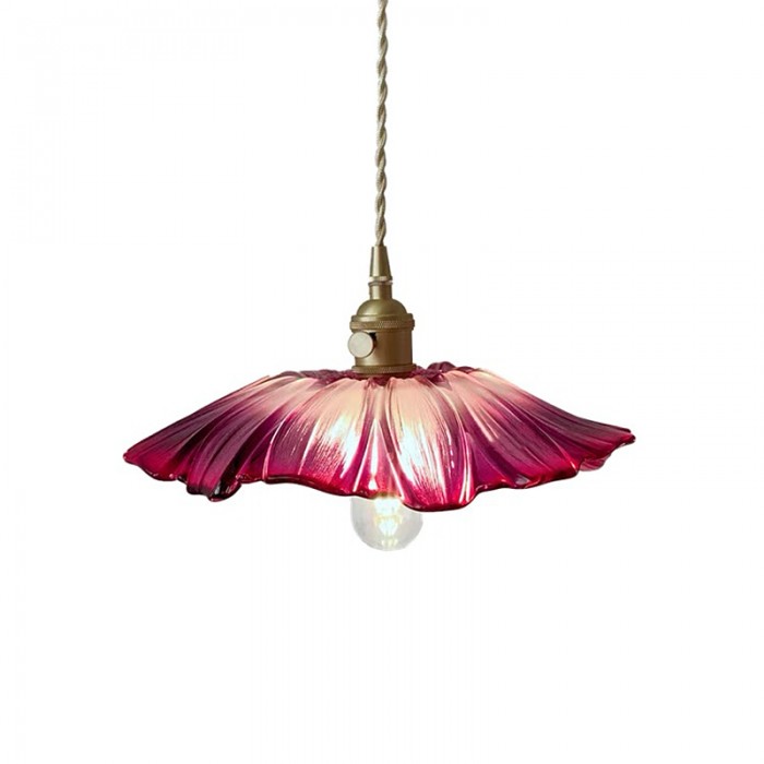 Lampa Wisząca z Kwiatowym Kloszem ze Szkła