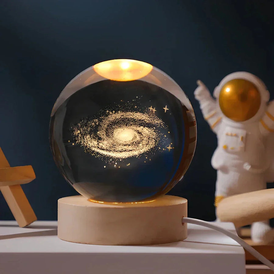 Lampka Nocna Kryształowa Kula z Grawerowaniem 3D LED USB