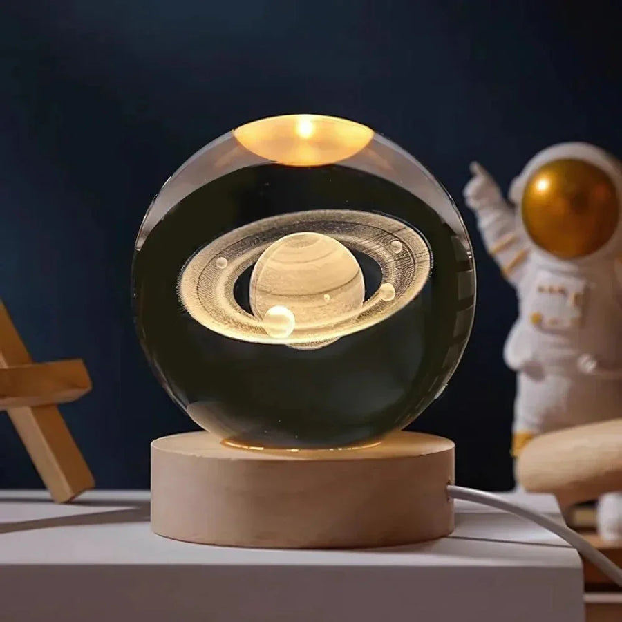Lampka Nocna Kryształowa Kula z Grawerowaniem 3D LED USB