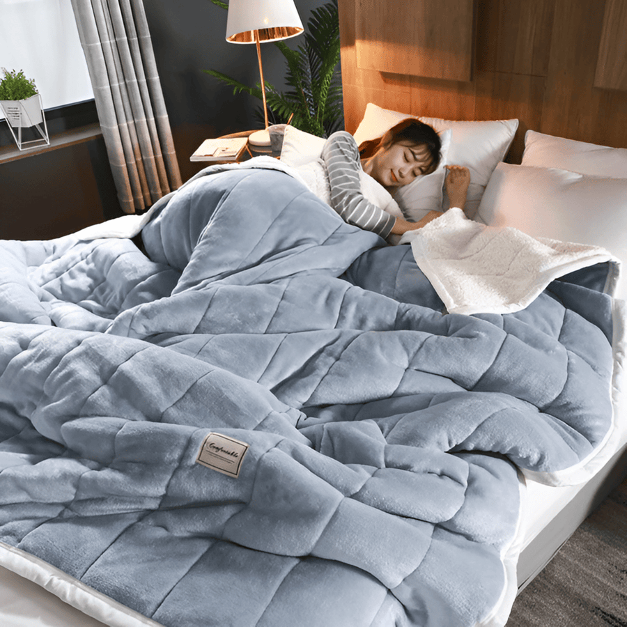 Koc Dwustronny Sherpa Fleece z Pikowaną Powierzchnią