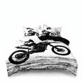 Komplet Pościeli z Nadrukiem Motocross z Zamkiem Błyskawicznym