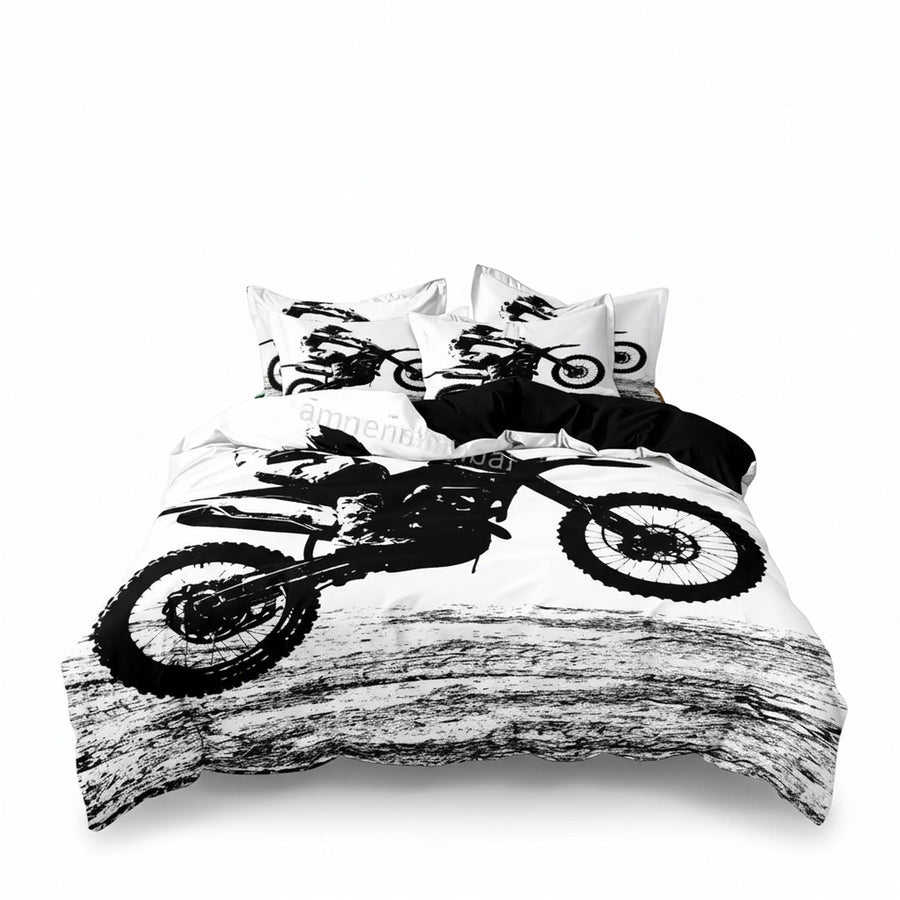 Komplet Pościeli z Nadrukiem Motocross z Zamkiem Błyskawicznym
