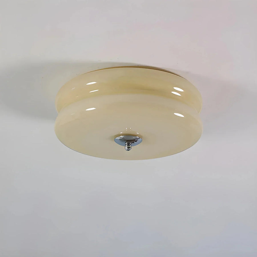 Lampa Sufitowa Art Deco z Okrągłym Kloszem w Stylu Vintage