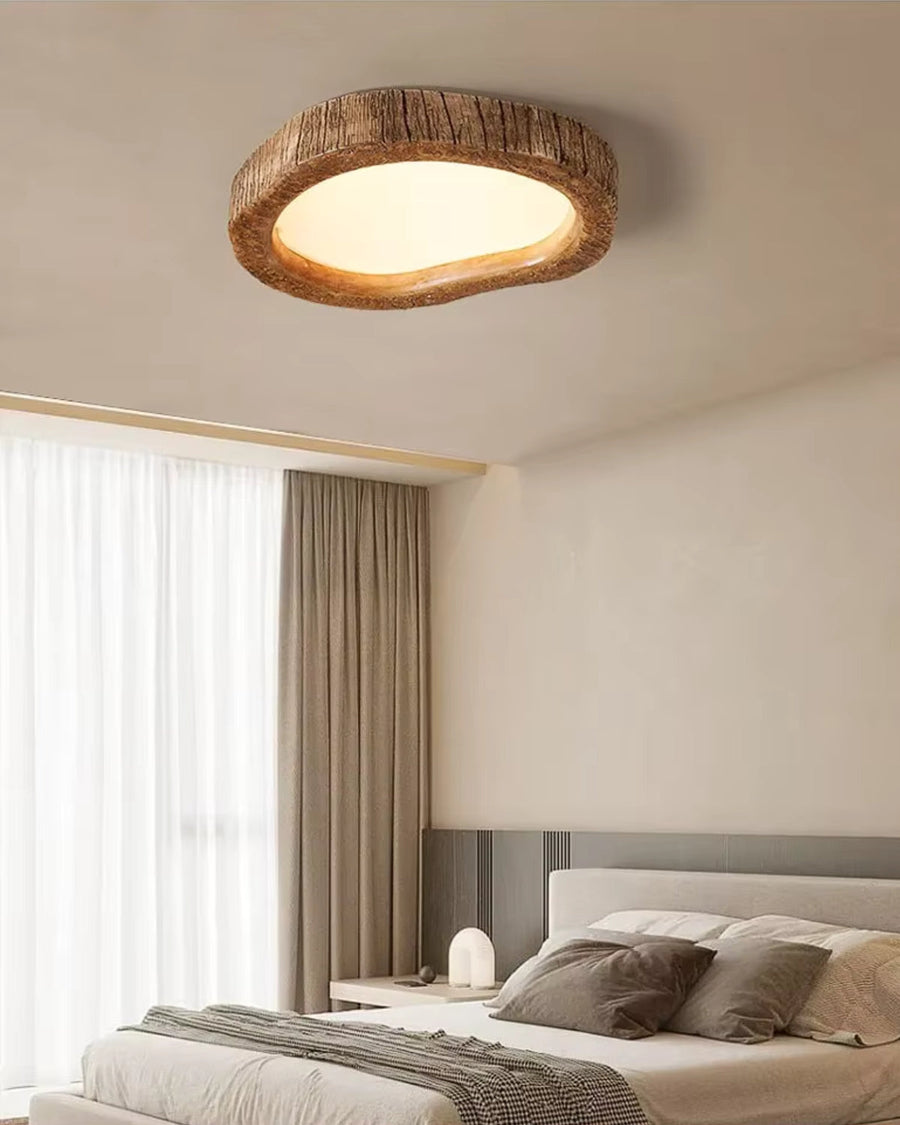 Lampa Sufitowa Boho z Organiczną Ramą w Stylu Drewna