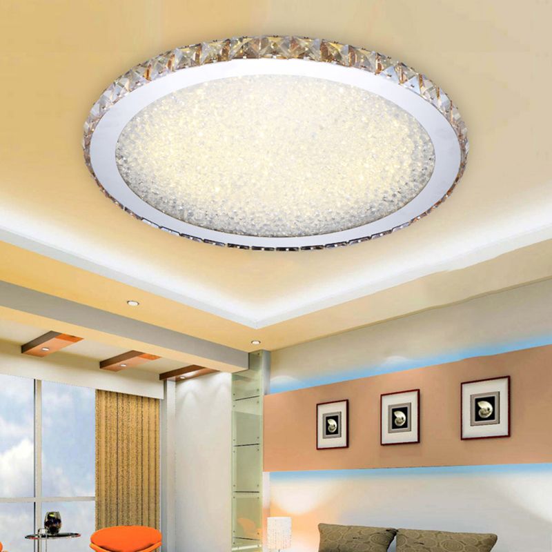 Lampa Sufitowa Glamour z Kryształami i Okrągłą Konstrukcją