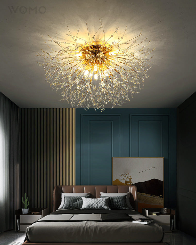 Lampa Sufitowa Glamour z Kryształami w Kształcie Dmuchawca