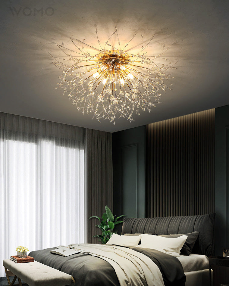Lampa Sufitowa Glamour z Kryształami w Kształcie Dmuchawca