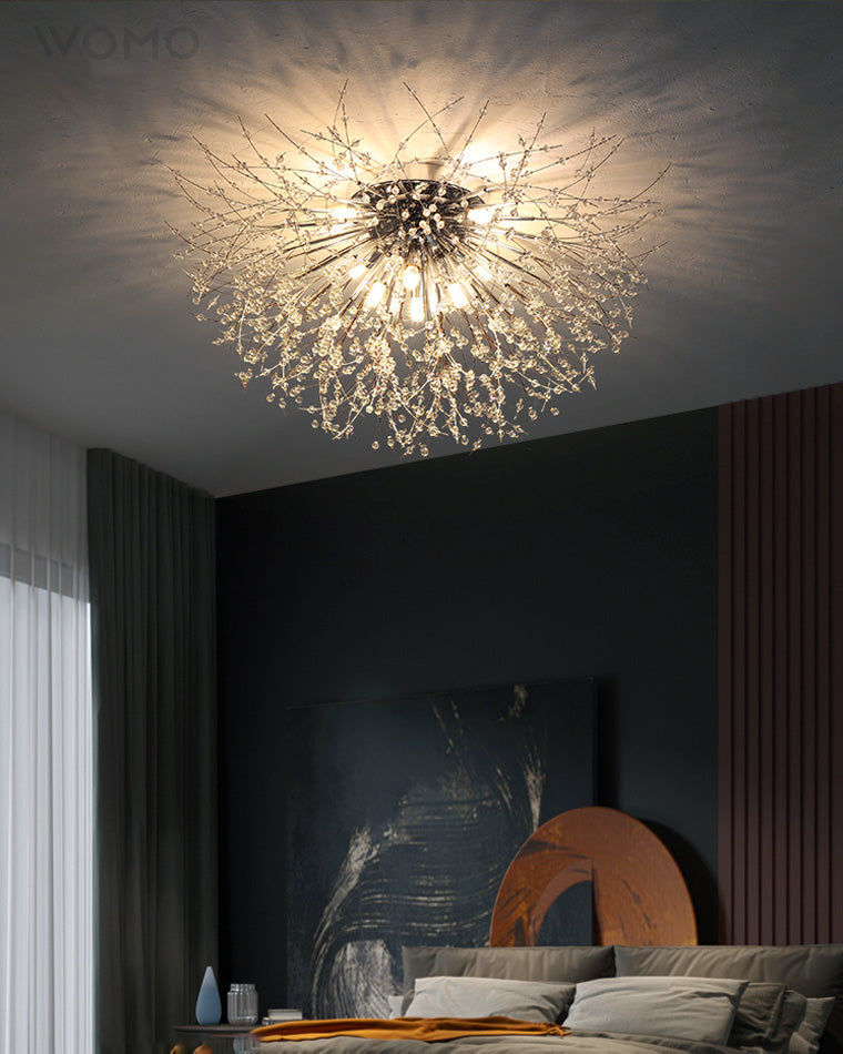 Lampa Sufitowa Glamour z Kryształami w Kształcie Dmuchawca