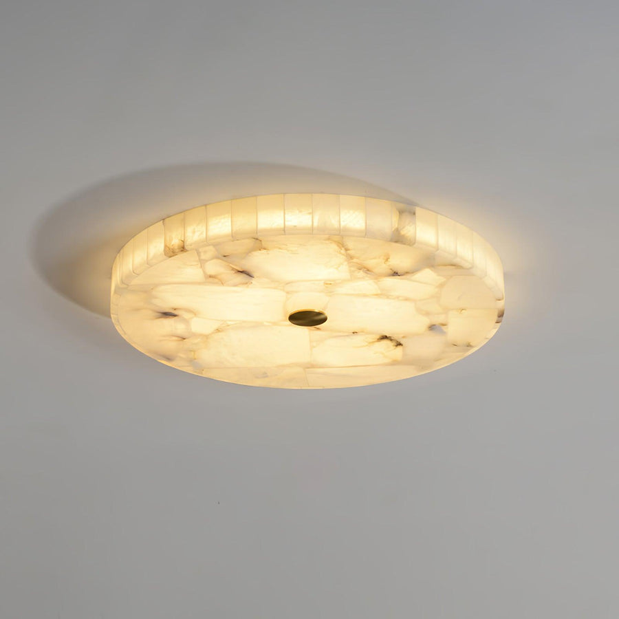 Lampa Sufitowa Minimalistyczna z Alabastrem i Okrągłą Kloszem