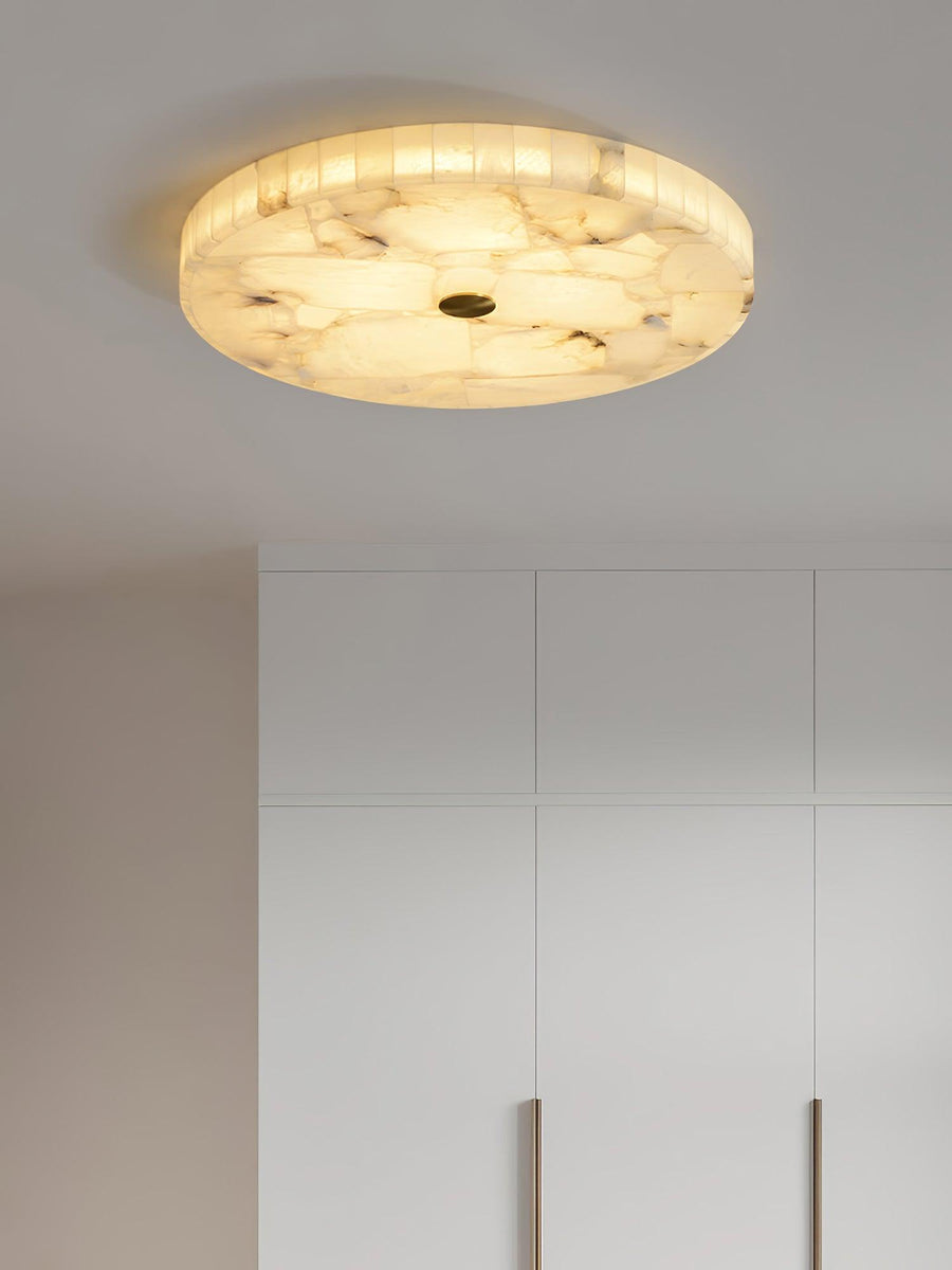 Lampa Sufitowa Minimalistyczna z Alabastrem i Okrągłą Kloszem
