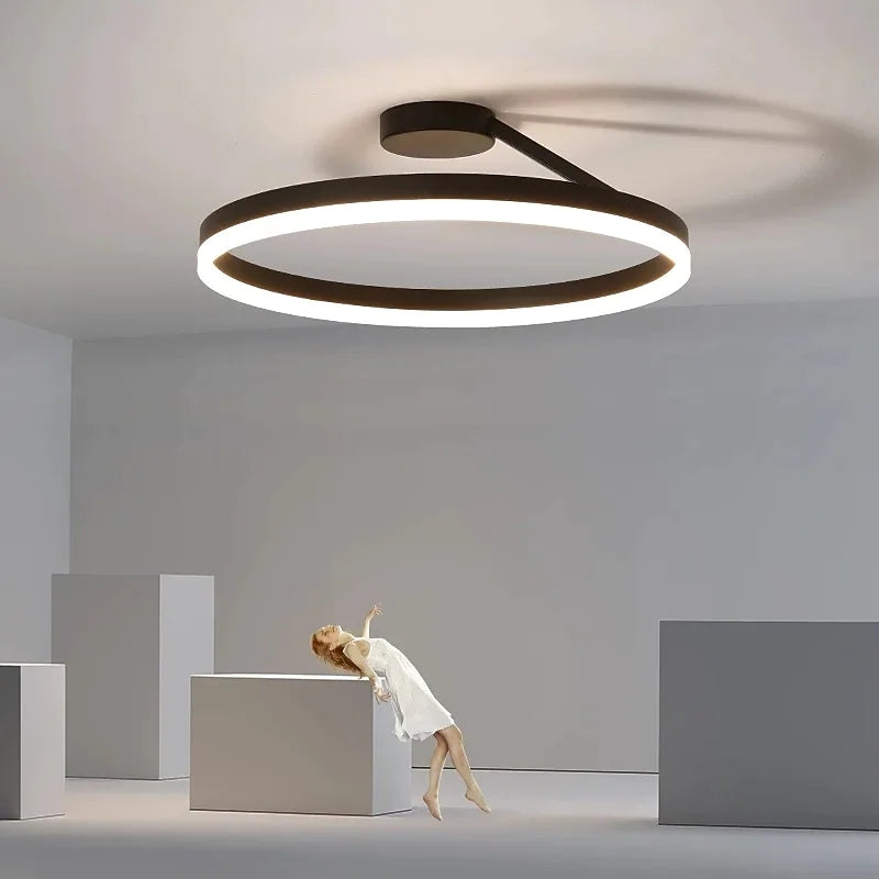 Lampa Sufitowa Minimalistyczna z Okrągłym Pierścieniem i Ściemnianiem