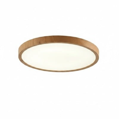 Lampa Sufitowa Skandynawska Okrągła Ultracienka z Drewnianą Ramą
