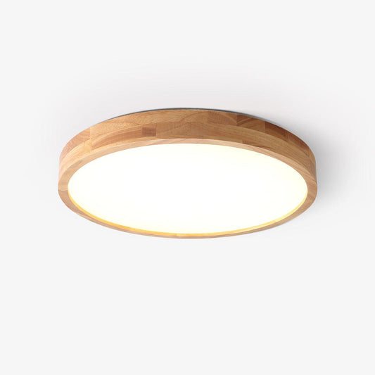 Lampa Sufitowa Skandynawska z Drewnianą Oprawą i Akrylowym Kloszem