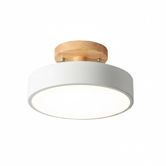 Lampa Sufitowa Skandynawska z Drewnianym Detalem i Trójkolorowym Światłem