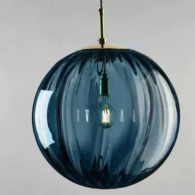 Lampa Wisząca Art Deco ze Szklanym Kloszem w Kształcie Kuli