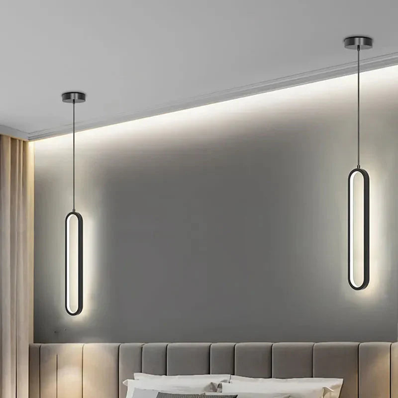 Lampa Wisząca Minimalistyczna z Wbudowanym LED i Owalnym Kloszem