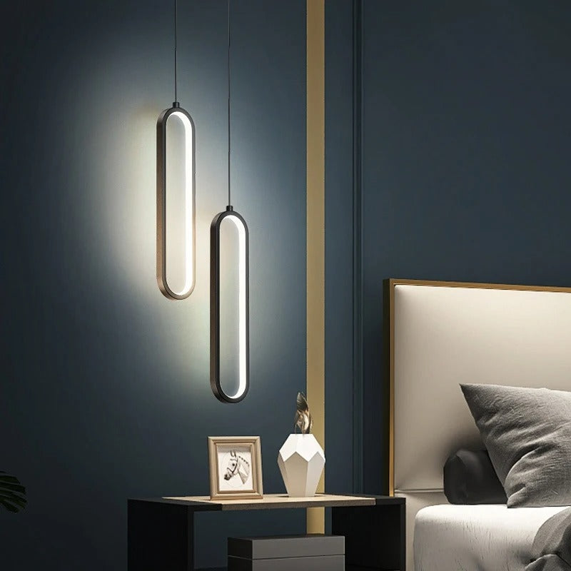 Lampa Wisząca Minimalistyczna z Wbudowanym LED i Owalnym Kloszem