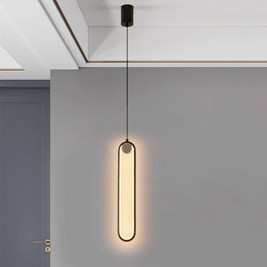 Lampa Wisząca Minimalistyczna z Wbudowanym LED i Owalnym Kloszem