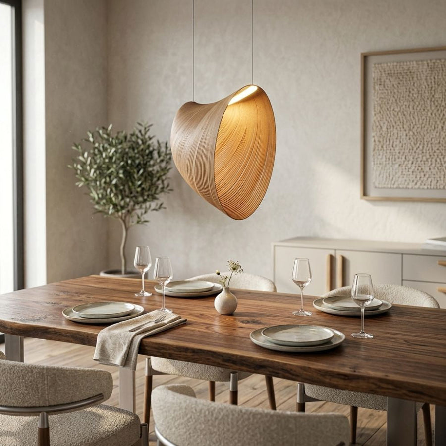 Lampa Wisząca Organiczna z Drewna Brzozowego w Stylu Skandynawskim