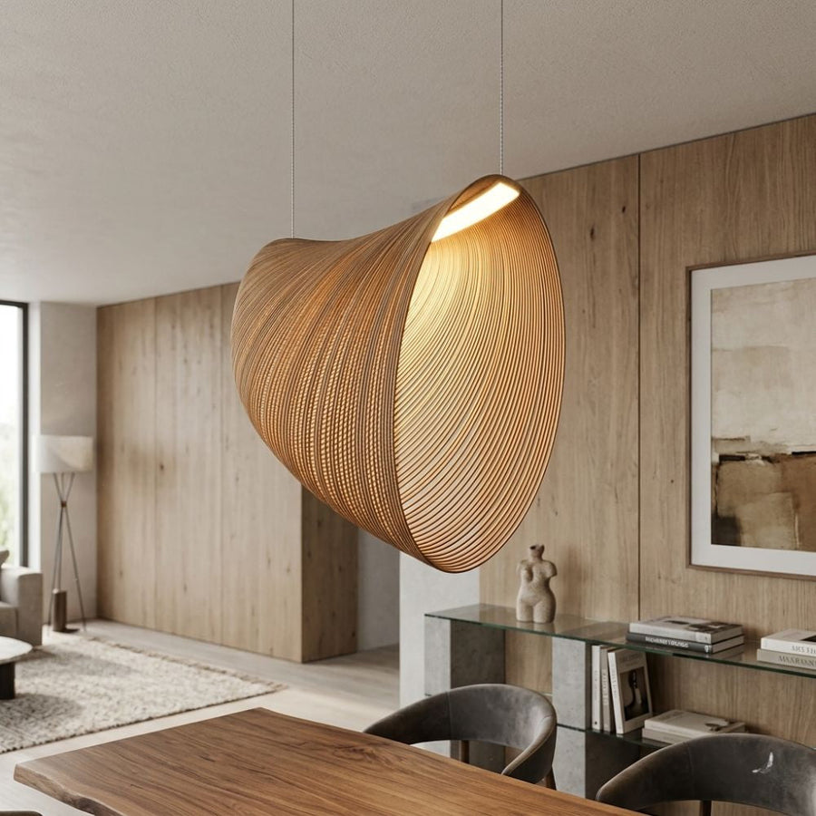 Lampa Wisząca Organiczna z Drewna Brzozowego w Stylu Skandynawskim