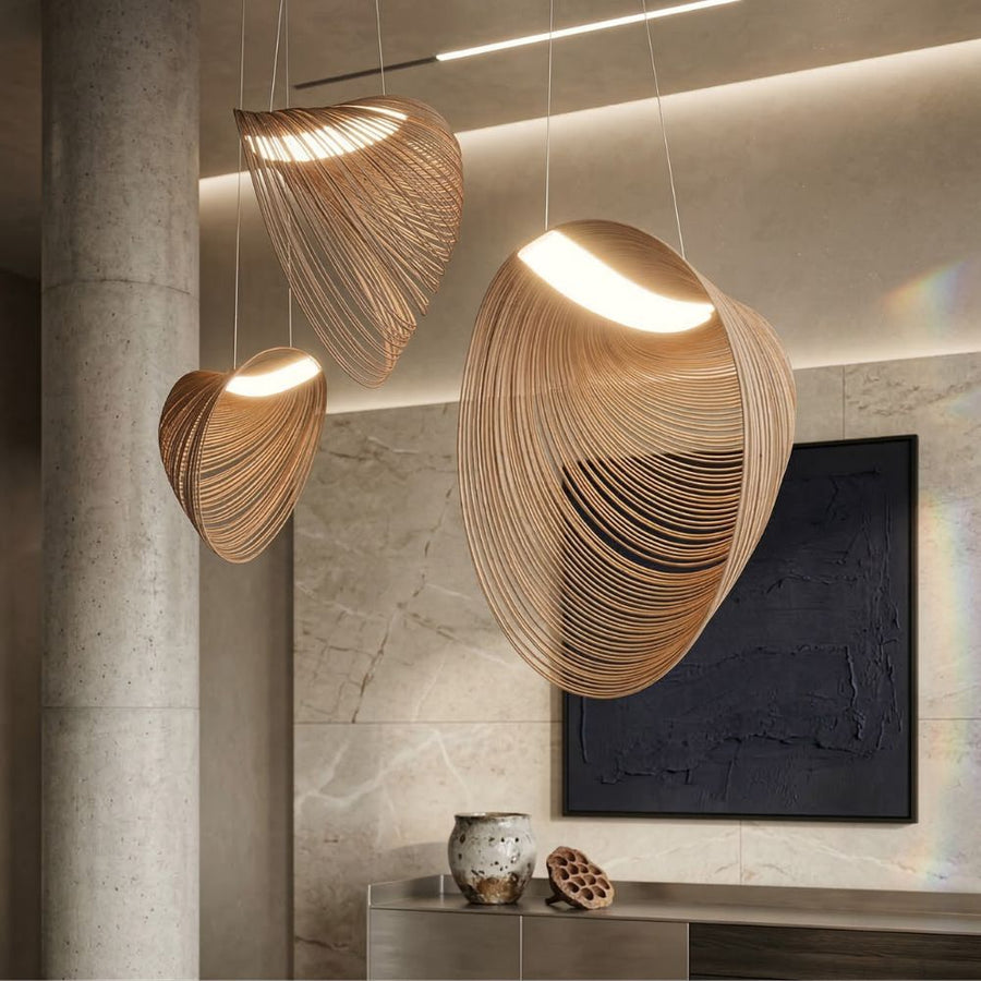 Lampa Wisząca Organiczna z Drewna Brzozowego w Stylu Skandynawskim