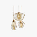 Lampa Wisząca Retro ze Szklanym Kloszem w Kształcie Diamentu